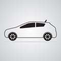 Carved silhouette flat icon, simple vector design. Car in profile