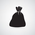 Carved silhouette flat icon, simple vector design. Empty bag.