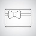 Carved silhouette flat icon, simple vector design. Rectangle card with bow