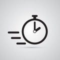 Carved silhouette flat icon, simple vector design. Stopwatch ill