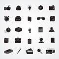 Carved silhouette flat icons, simple vector. Collection of basic Royalty Free Stock Photo