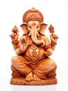 Carved statue of Hindu God Ganesha isolated on white background