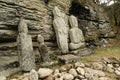 Carved stone Buddha images at Unjusa temple, South Korea