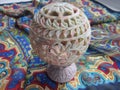 Carved stone candlestick Royalty Free Stock Photo