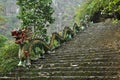 Carved stone dragon. Ascending staircase to Hang Mua pagoda, Ninh Binh, Vietnam