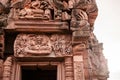 Carved stone facade Narai Bantomsin lintel of Phanom Rung castle in Buriram, Thailand Royalty Free Stock Photo