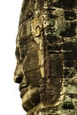 Carved stone faces at ancient temple in Angkor Wat Royalty Free Stock Photo