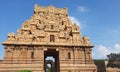 Carved Stone Gopuram and entrance gate of the  Brihadeeswara Temple Thanjavur, Tamil Nadu, India. Royalty Free Stock Photo