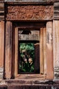 Carved stone lintel of Prasat Muang Tam castle in Buriram, Thailand Royalty Free Stock Photo