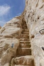 Carved Stone Steps in Ein Avdat Canyon in Wadi Zin