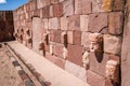 Carved Stone Tenon Heads of Kalasasaya Temple of Tiwanaku Tiahuanaco culture - La Paz Bolivia