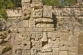 Carved stonework on the Temple of the Warriors at the ancient Mayan city of Chichen Itza, in Yucatan, Mexico Royalty Free Stock Photo