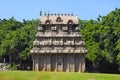 Carved temple near Krishna`s Butter Ball, Mahabalipuram, Tamil Nadu, India