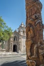 Carved Totem Pole at Yanahuara and Yanahuara Church or San Juan Bautista de Yanahuara Church - Arequipa, Peru