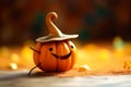 orange smile halloween face funny isolated holiday decoration pumpkin background lantern. Generative AI. Royalty Free Stock Photo