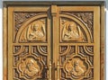 Carved well decorated door in orthodox church