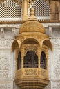 Carved window on temple, Pune, Maharashtra, India