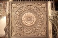 Carved wood decoration. Sepia tone