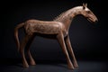 Carved wood horse long legs. Generate AI