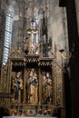 Carved wooden altar in the Basilica Minor of Saint Benedict in Hronsky Benadik, Slovakia