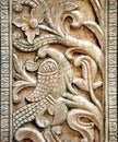 Carved wooden bird detail