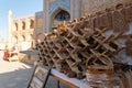 Carved wooden bookends, Khiva Khorezm region, Uzbekistan.