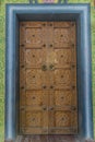 Carved, wooden door to an Indian dwelling