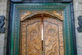 Carved wooden doors of Balinese house, Bali, Indonesia. Royalty Free Stock Photo