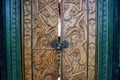 Carved wooden doors of Balinese house, Bali, Indonesia. Royalty Free Stock Photo