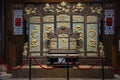 The carved wooden dragon throne. It's the throne of the Emperor of China