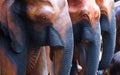 Carved wooden elephants
