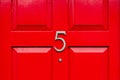 House number five with the 5 in metal Royalty Free Stock Photo