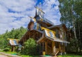 Carved wooden house in the village of Mandrogi Russia