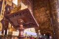 Carved wooden lectern in a church altar