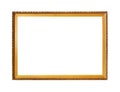 Carved wooden narrow golden painted picture frame Royalty Free Stock Photo