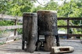 Carved wooden ritual drums of the Mayans Royalty Free Stock Photo