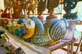 Carved wooden statuettes in market of Inn Thein Indein village