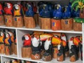 Carved wooden toucans and macaws in rio de janeiro