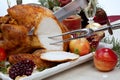 Carving Christmas Pomegranate Glazed Roasted Turkey