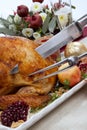 Carving Christmas Pomegranate Glazed Roasted Turkey