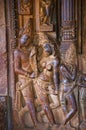 Carving details on the inner wall of Durga Temple, Aihole , Bagalkot, Karnataka, India. Royalty Free Stock Photo