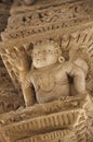 Carving details on the inner wall of the Sun Temple. Built in 1026 - 27 AD during the reign of Bhima I of the Chaulukya dynasty,