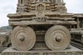 Carving details o the stone chariot, Vittala Temple. Hampi, Karnataka, India Royalty Free Stock Photo