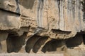 Carving details on the outer side of the Tulja Leni cave, it is the smallest group of caves with 11 caves datable from 1st centu