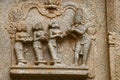 Carving details on the outer wall of Hazara Rama Temple. Hampi, Karnataka, India. Royalty Free Stock Photo