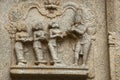 Carving details on the outer wall of Hazara Rama Temple. Hampi, Karnataka, India. Royalty Free Stock Photo