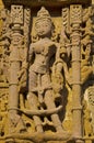 Carving details on outer wall of the Sun Temple. Built in 1026 - 27 AD during the reign of Bhima I of the Chaulukya dynasty, Modhe