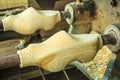 Carving of Dutch wooden clogs Royalty Free Stock Photo