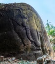 Carving of elephant statues at Wat Phou temple, Laos Royalty Free Stock Photo