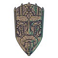 Carving ethnic wooden mask of face, totem